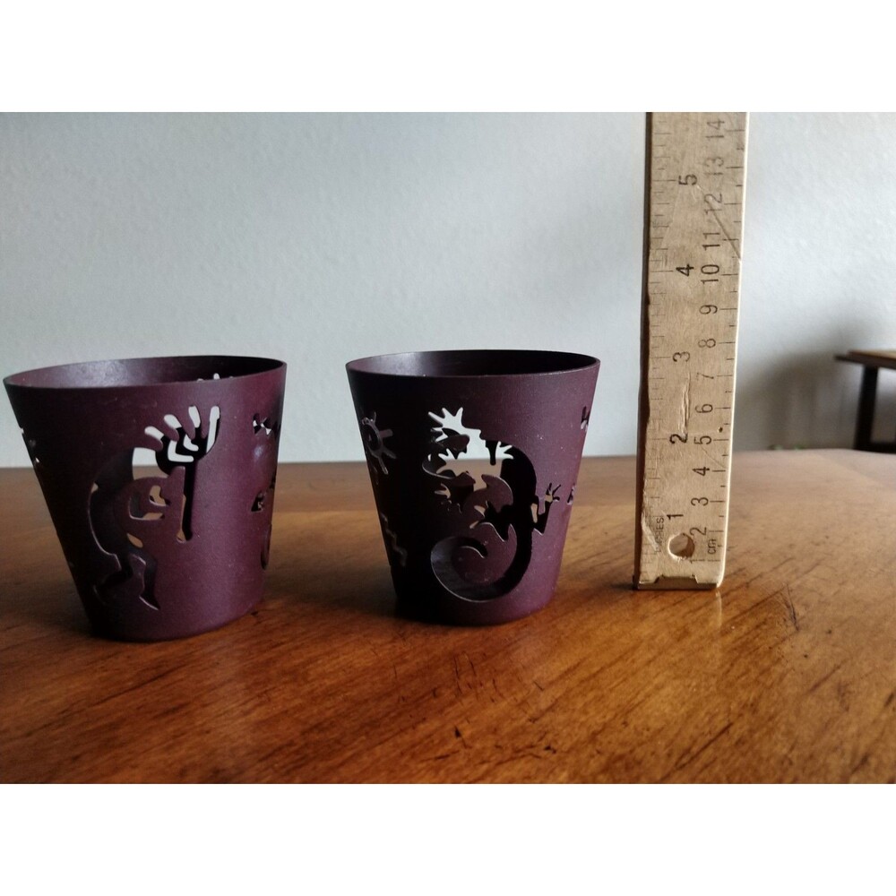 Partylite Candle Arizona Rustic Votive Holder Pair Kokopelli Lizard Southwestern